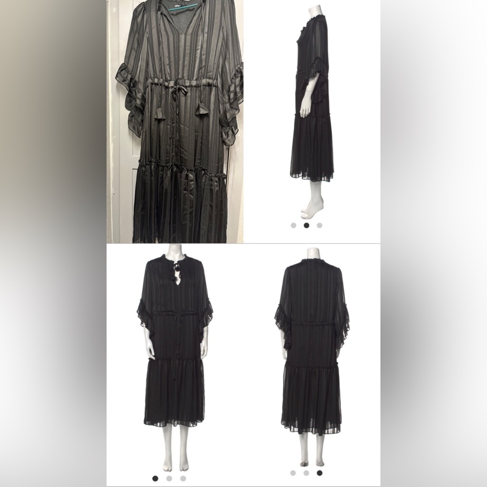 Black Tiered Ruffled Dress with Dolman Sleeves